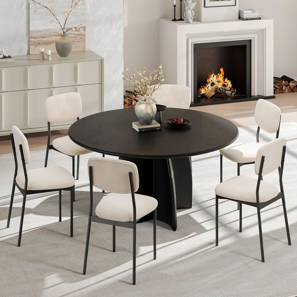 Einhomn Upholstered Dining Chairs Set, Modern Stackable Dining Room Chairs with Soft Velvet Backrest, Kitchen Chairs with Sturdy Metal Legs for Living Room, Restaurant, Set of 2,Cream Beige