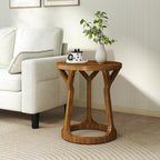 Round Side Table, Farmhouse End Table for Small Spaces, Accent Table for Living Room, Bedroom, Home Office (Brown, 1-Pack)