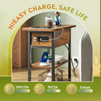 WLIVE End Table with Charging Station, Flip Top Narrow Side Table with Storage Shelf, Small Nightstand with USB Ports and Outlets,Bedside Table for Living Room, Bedroom,11.81" D x 23.62" W x 24.33" H