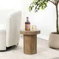 LuxenHome 19.7" H Wood Round Side Table, Natural Oak Finish Fluted Small Accent End Table, Mid Century Modern Wooden Coffee Table for Small Spaces, Bedside Night Stand for Couch, Living Room