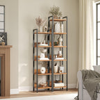 MAHANCRIS Bookshelf, 5-Tier Bookcase, Standing Book Shelf for Small Space, Storage Shelf Organizer, for Living Room, Bedroom, Study, Balcony, Rustic Brown and Black BKHR5501
