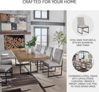 Signature Design by Ashley Tomtyn Dining Chair, Set of 2, Cushioned Polyester Side Chairs with Sturdy Metal Frame, Modern Urban Style for Kitchen or Dining Room, Light Beige & Gunmetal Gray