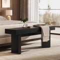 Tribesigns Wooden Entryway Bench, 47" Farmhouse Indoor End of Bed Bench, Long Dining Benches Seat for Bedroom, Dining Room, Hallway, Foyer (Black)