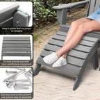 Folding Adirondack Ottoman Set of 2, Outdoor Foot Rest, Patio Footstool | Portable, HDPE All Weather, Easy Storage, No Rot or Rust or Crack, Fade Shield, Save Space, Easy-Clean for Indoor or Outdoor