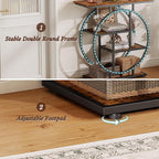 Cottage Charm Entryway Console Table, 31.5" Sofa Table Behind Couch with Curved Metal Frame and Wood Shelves, Decorative Console Table for Living Room, Hallway, Foyer, Rustic Brown