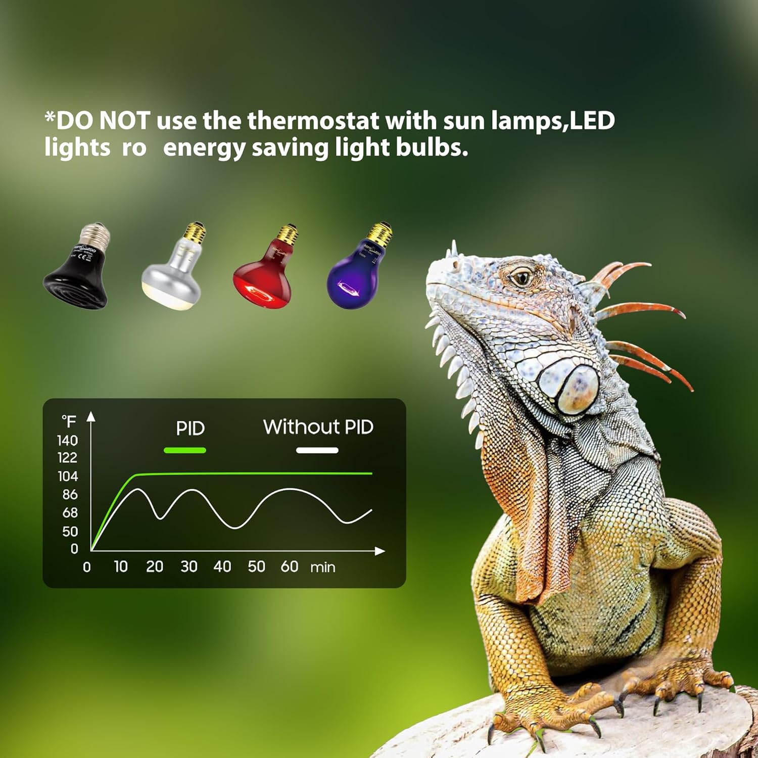 Reptile Heat Mat Thermostat for Reptiles Heating Pad，Thermostat, Digital Thermostat Connectable Heating Device, Waterproof Heating Pad Thermostat for Reptiles, Turtles, Lizards, Frogs, Snakes, Plants