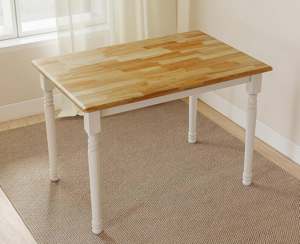 chairus 43" Wood Dining Table for 2-4, Rectangular Kitchen Table with Turned Leg, Modern Farmhouse Dining Room Table for Small Space Apartment Office Living Room Restaurant, Natural Tabletop