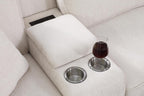 YOPTO 127" L-Shaped Sectional Couch with Movable Ottoman & 6 Throw Pillows,7 Seat Chenille Upholstered Sofa W/2 Cup Holder,USB Port & Hidden Storage Box,DIY Combination,for Living Room,Apartment,Beige