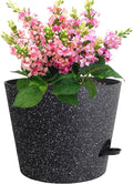 12 inch Large Self Watering Pots, Plant Pots with Mesh Drainage Holes for Indoor Outdoor Plants, Plastic Planters with Deep Reservoir for Garden House Flower Plants, Speckled Black