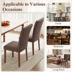 Farmhouse Dining Chairs Set of 6, High Back with Wooden Legs and Nailhead Trim, Modern Fabric Dining Room Chair for Kitchen/Restaurant