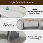 Marble Dining Table Set for 6,63" Kitchen Table Set of 6,Rectangle Dining Room Table Set with Silver Chrome Legs,Tempered Glass Dining Table Set with White Faux Leather Chairs for Dining Room