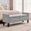 51" Storage Ottoman Bench, Velvet Large End of Bed Bench with Arms, Modern Storage Bench for Living Room, Bedroom, Entryway, Window, Holds up to 500 lb