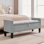 51" Storage Ottoman Bench, Velvet Large End of Bed Bench with Arms, Modern Storage Bench for Living Room, Bedroom, Entryway, Window, Holds up to 500 lb