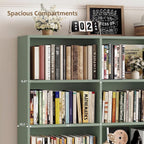 HOSTACK 71" Tall Triple Wide Bookshelf with Storage Drawers & Doors, Green