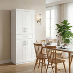 HOMCOM 72" Kitchen Pantry Cabinet Freestanding Storage Cabinet White | 4 Doors, Drawer, 3 Adjustable Shelves, for Dining Room