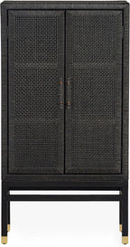 Tov Furniture Amara Charcoal Woven Rattan Wall Cabinet