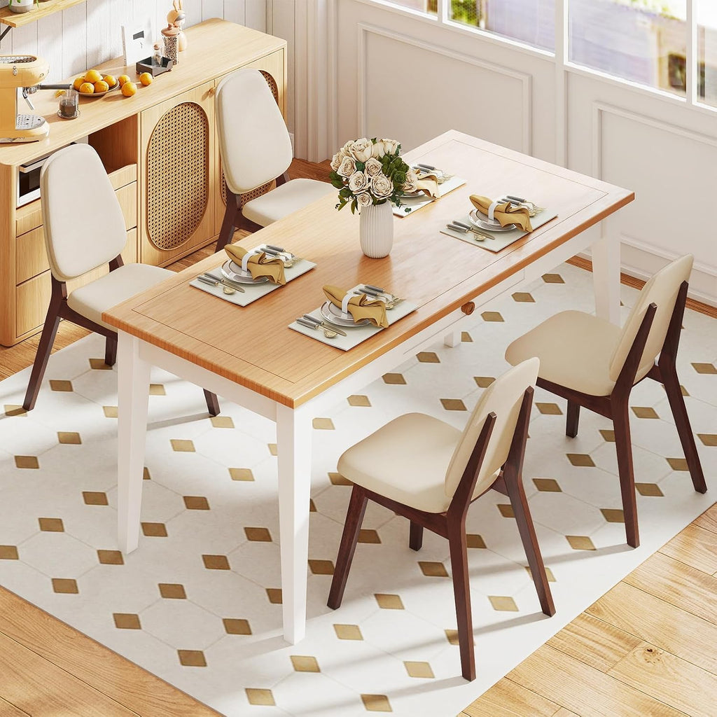GOFLAME Upholstered Dining Chairs Set of 2, Mid-Century Modern Kitchen Chairs with Padded Seat, Ergonomic Curved Backrest, Rubber Wood Legs, Accent Side Chairs for Dining Room, Living Room, Study
