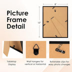 FIXSMITH 8x10 Picture Frame Set of 6, Black Photo Frames Bulk with HD Plexiglass, Display Pictures 5x7 with Mat or 8x10 Without Mat, Multi Picture Frames Collage for Tabletop or Wall Display