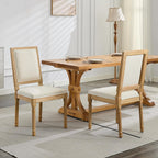 Vintage French Country Dining Chairs Set of 6, Linen Fabric Dining Chair with a Square Back, Beige Upholstered Dining Chairs, Sillas para Comedor, Kitchen & Dining Room Chair (Beige, 6Pcs)