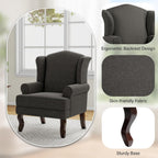 Lumibee High Back Accent Chair, Comfy Armchair with Solid Wood Legs for Living Room, Upholstered Accent Chair for Small Space, Single Sofa Reading Chairs for Office-Dark Gray