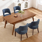 Dining Chairs Set of 6,Modern Dining Room Chairs with Thick Cushions,Upholstered Linen Fabric Kitchen Chairs for Kitchen Dining Room DARKBLUE