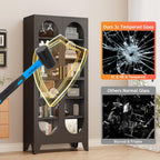 75" H Locking Display Cabinet with Glass Door, Tall Storage Cabinet with 5 Adjustable Shelves, Metal Curio Cabinet Multi-Purpose Display Case for Collectibles Living Room/Bedroom/Kitchen/Bar