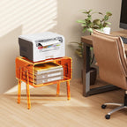 Acrylic Side Table, 2-Tier End Table with Open Storage for Small Spaces, Clear Nightstand Bedside Table with for Bedroom, Living Room (Orange, 16.9" × 11.8“ × 17”)