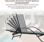 Shintenchi Patio Chaise Lounge Set of 2, Pool Chaise Lounge with Arm,Outdoor Lounge Chair with 5 Adjustable Backrest,Sunbathing Recliner,Beach Chair,Pool Chairs,Light Grey