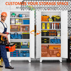 GAIOUS 75''Tall Metal Garage Storage Cabinet,File Cabinet with Door and Adjustable Shelves, Outdoor Steel Tool Cabinet for Home,Office,Warehouse,Garage,White