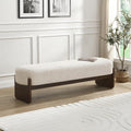 Virubi Elegant Upholstered Loop Yarn Ottoman, Beige End of Bed Entryway Benches, Corner Dining Bench Shoe Stool for Indoor Bedroom Living Dining Room (Beige)