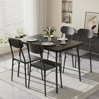 VECELO Dining Table Set for 4, 5-Piece Kitchen Table with 4 Chairs, MDF Board Tabletop with Metal Frame for Small Space, Compact Dinette, Breakfast Nook, Matte Black