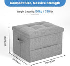 Dayacoco Storage Ottoman Foot Rest Stool, Holds Up to 350lbs, 43L, Foldable | Small Ottoman with Storage, Foot Rest Stool with Thicker Foam Padded Seat, 17x13x13in, Drak Gray