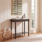 SAFAVIEH Furniture - Tinsley Rectangle Console Table - Dark Chocolate - Solid Wood - Farmhouse Turned-Leg Design - Ideal for Entryway, Living Room, Hallway, 28" W x 11.75" D x 28" H (CNS5724D)