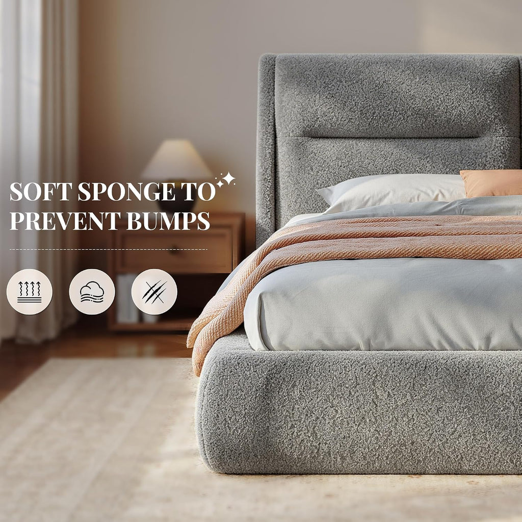 EnHomee Cloud Bed Frame Queen Size, 360° Cushioned Upholstered Bed