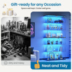 Dystler 6-Tier Glass Display Cabinet, RGB LED Lights for Collectibles