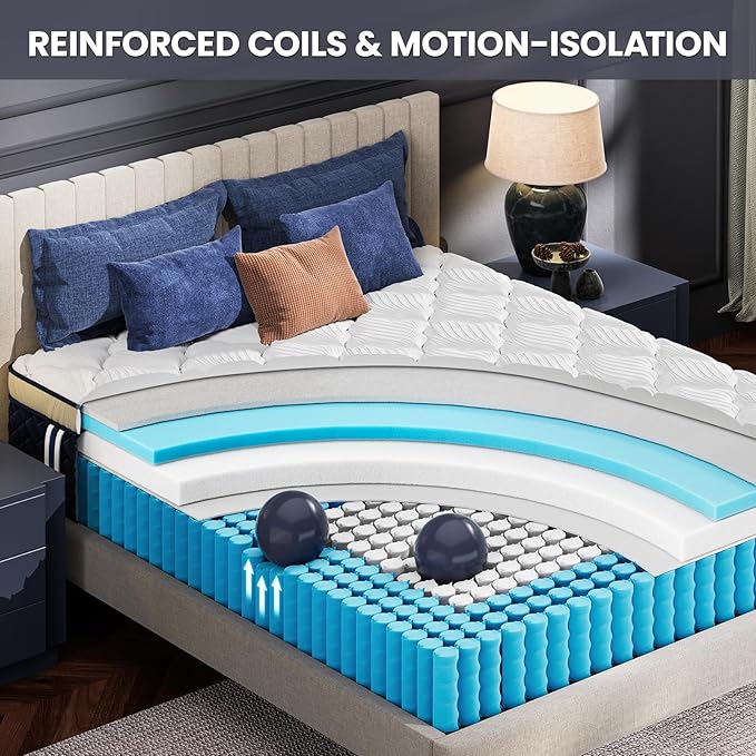 Full Mattress 12 Inch - Hotel Collection Hybrid Mattresses with Back & Hip Support for Deep Sleep, Fiberglass-Free, CertiPUR-US Certified,100-Night Trial