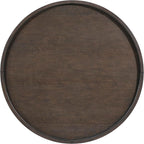 Lexicon Wood Round End Table with Gold Metal Cap, 36" Dia. Mid Century Modern Round Birch Wood Veneer Sofa Side Table for Contemporary Living Room, Easy Assembly, Dark Brown