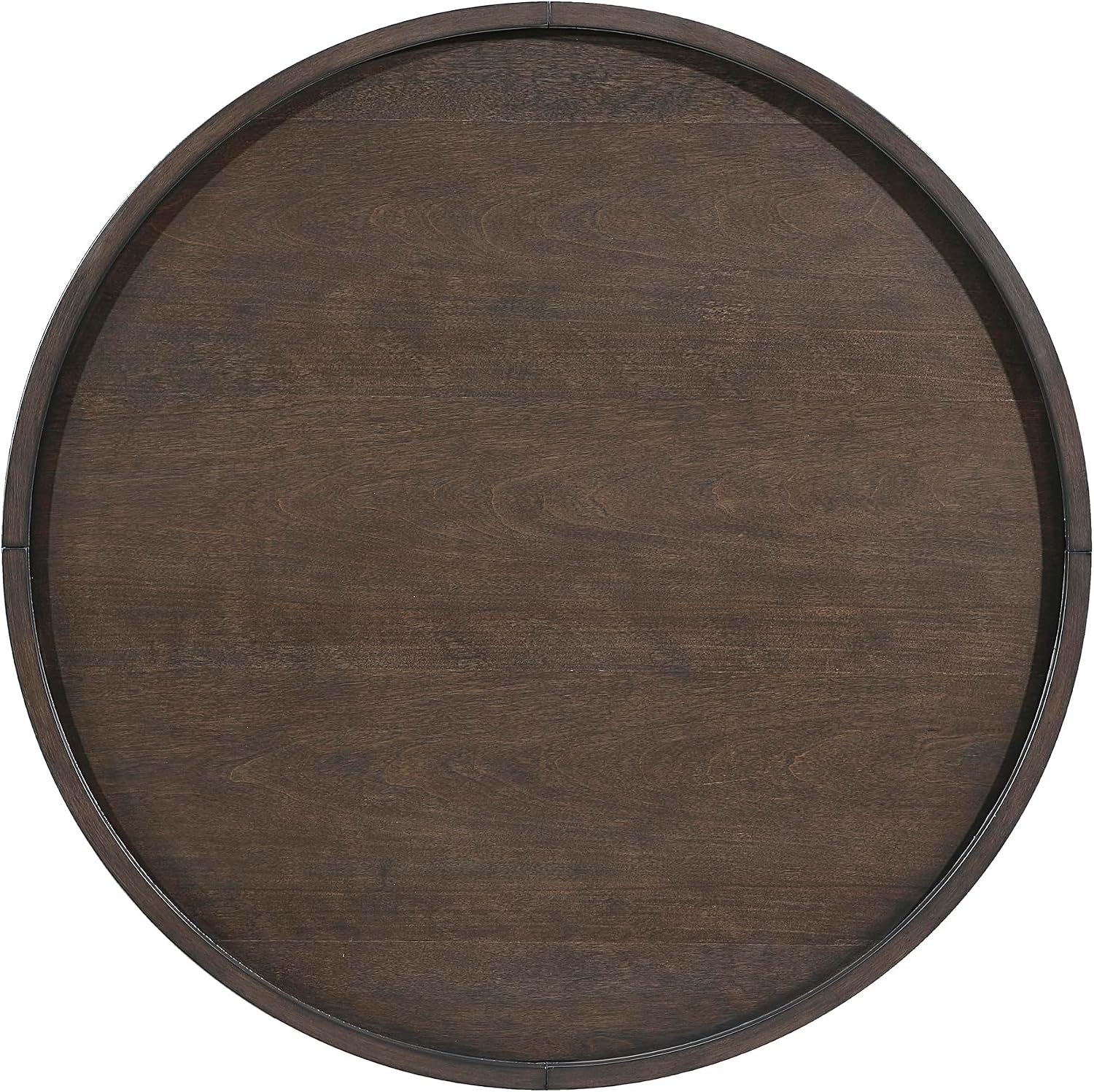 Lexicon Wood Round End Table with Gold Metal Cap, 36" Dia. Mid Century Modern Round Birch Wood Veneer Sofa Side Table for Contemporary Living Room, Easy Assembly, Dark Brown