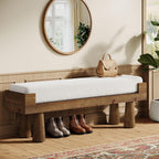 Tribesigns Upholstered Entryway Bench, Shoe Bench Padded Seat with Solid Wood Legs, Bedroom Benches End of Bed Footstool for Living Room, Mudroom, Hallway, Rubberwood Legs