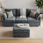 Iroomy Sectional Couch for Living Room, Comfy L Shaped Convertible Sofa, 4 Seater Modern Chenille Sofa with Ottoman, Grey