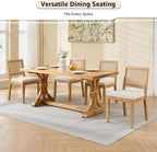 ODUSE-DAILY French Country Rattan Dining Chairs Set of 4, Beige Farmhouse Kitchen & Dining Room Chairs, Wood Dining Chair with Cane Back & Linen Upholstered Seat, Solid Wood Frame
