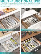 Silverware Organizer Metal Mesh, Large Drawer Organizer, Utensil Cutlery Tray for kitchen drawers, Expandable Flatware Organizer with 8 Compartment White 11.6"~20" x 17.3"