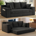 JUIKURY Couches 70 inch: 3-in-1 Convertible Sofa Bed Futon Couch Bed, Oversized Loveseat Sleeper Sofa with 5 Pillows, Black Small Couch for Living Room, Bedroom & Small Space