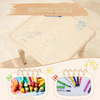 Kids Table and Chairs Set, 23.6''L x 23.6''W Toddler Table and Chairs, Height Adjustable Kids Study Table for Ages 2-10, Graffiti Desktop Children Activity Table with Anti-Slip Foot Covers