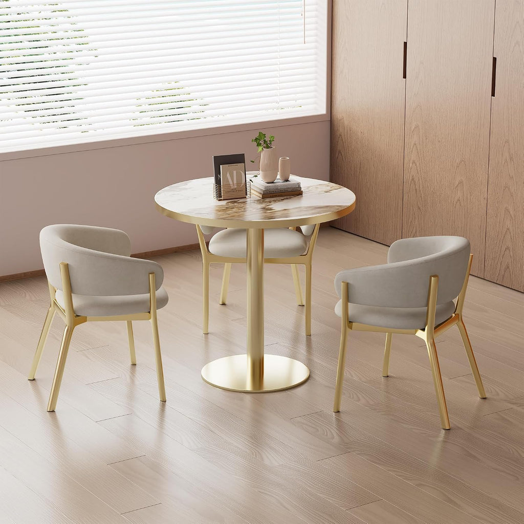 Modern Round Dining Table 31.5 inch Bistro Tulip Table with Faux Marble Top, Sturdy Metal Frame, Easy Assembly for Kitchen Office Restaurant Cafe