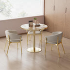 Modern Round Dining Table 31.5 inch Bistro Tulip Table with Faux Marble Top, Sturdy Metal Frame, Easy Assembly for Kitchen Office Restaurant Cafe
