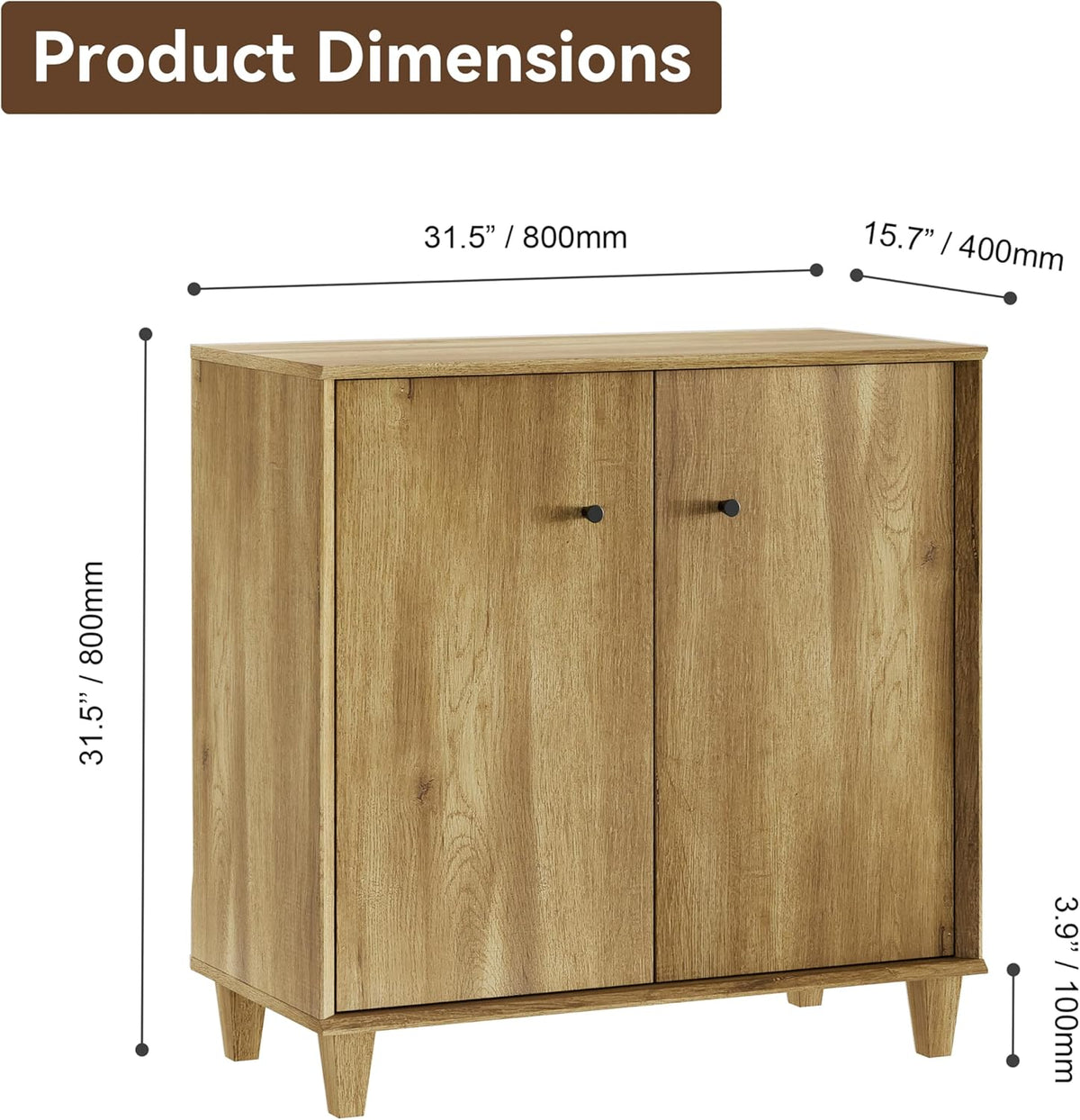 FENSULN Sideboards Buffet Cabinet Wide Credenza Buffet Table with Adjustable Shelf, Modern Kitchen Accent Cabinet with Storage Compartments for Dining Room Living Room, Hallway, Oak Brown