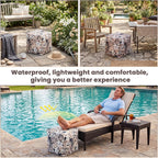Juexica 2 Pack Inflatable Outdoor Ottoman Pouf Waterproof Cube 16" Square Blow up Ottoman Footrest with Handle Outdoor Portable Footstool for Patio Garden Camping or Home Pool(Flower,Gold)