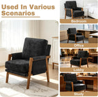 RNKSFX Black Accent Chair for Bedroom & Living Room, Mid Century Modern Accent Arm Chair, Upholstered Anthropologie Accent Chair with Solid Wood Frame, Fabric