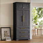 JIJIWANG Kitchen Pantry Storage Cabinet with Doors & Adjustable Shelves,Farmhouse Kitchen Pantry Cabinet with Drawer & Storage,for Kitchen, Dining & Bathroom,Black